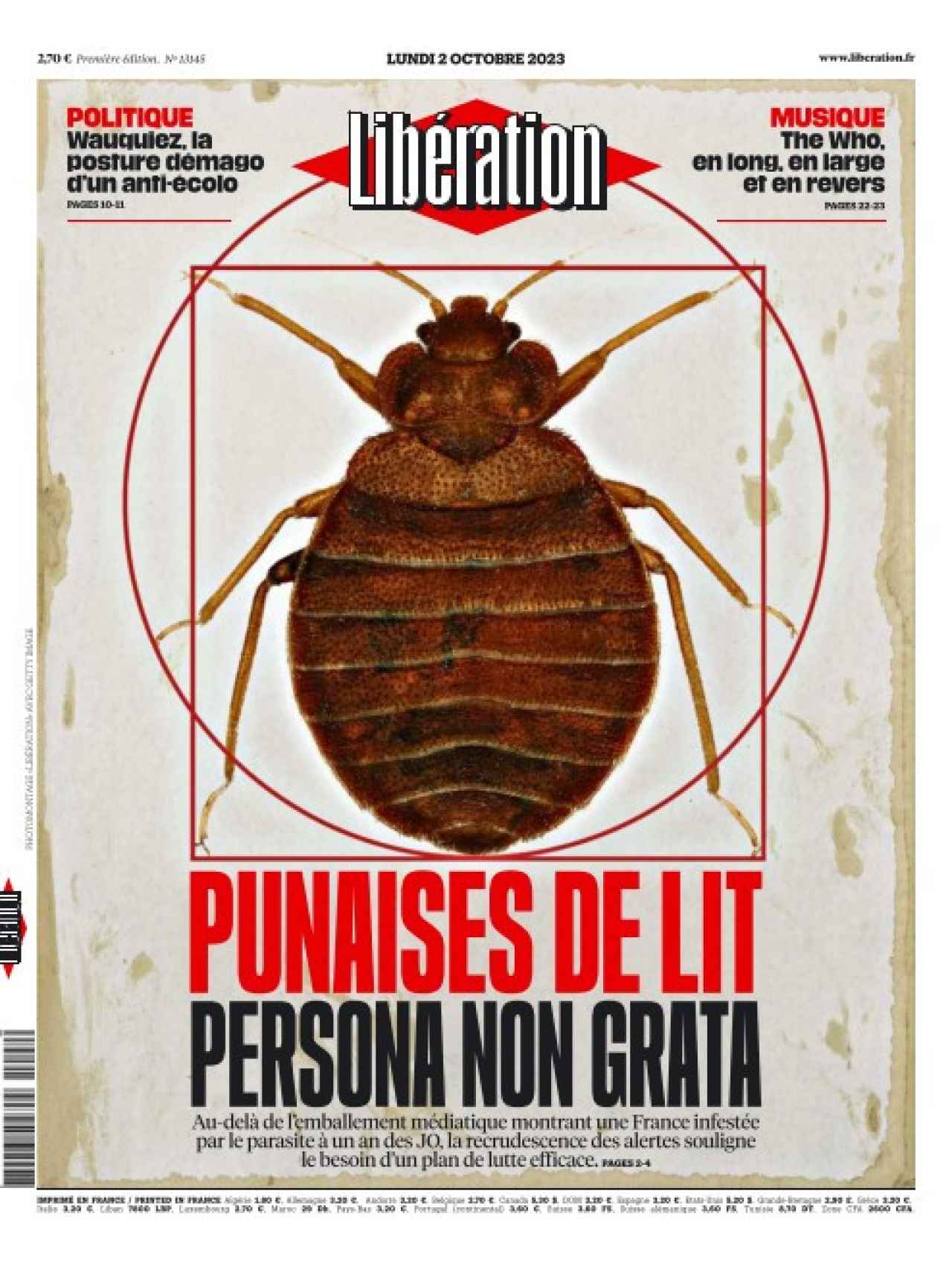 Portada de este lunes de la revista francesa 'Libération'.