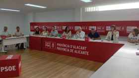 Ejecutiva provincial del PSOE de Alicante, presidida por el secretario general Alejandro Soler.