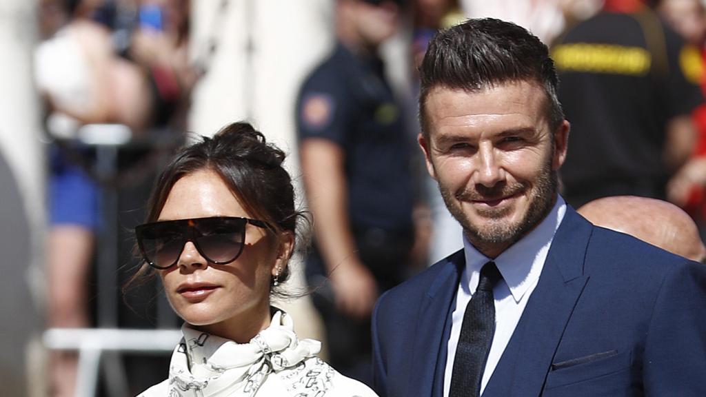 Victoria y David Beckham en la boda de Sergio Ramos y Pilar Rubio, en junio de 2019.
