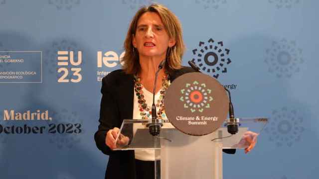 La vicepresidenta tercera y ministra en funciones para la Transición Energética, Teresa Ribera, en la Cumbre Internacional de Energía y Clima celebrada el 2 de octubre de 2023 en Madrid.