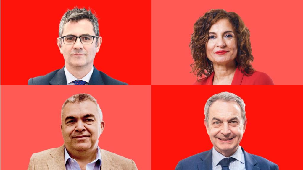 Félix Bolaños, María Jesús Montero, Sántos Cerdán y José Luis Rodríguez Zapatero.