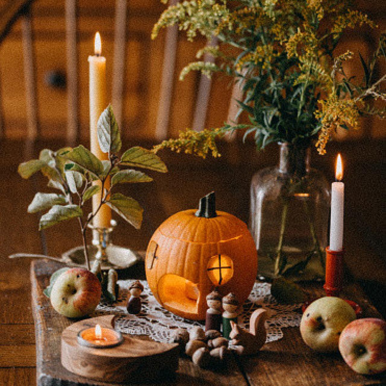 Decoración de mesa en otoño