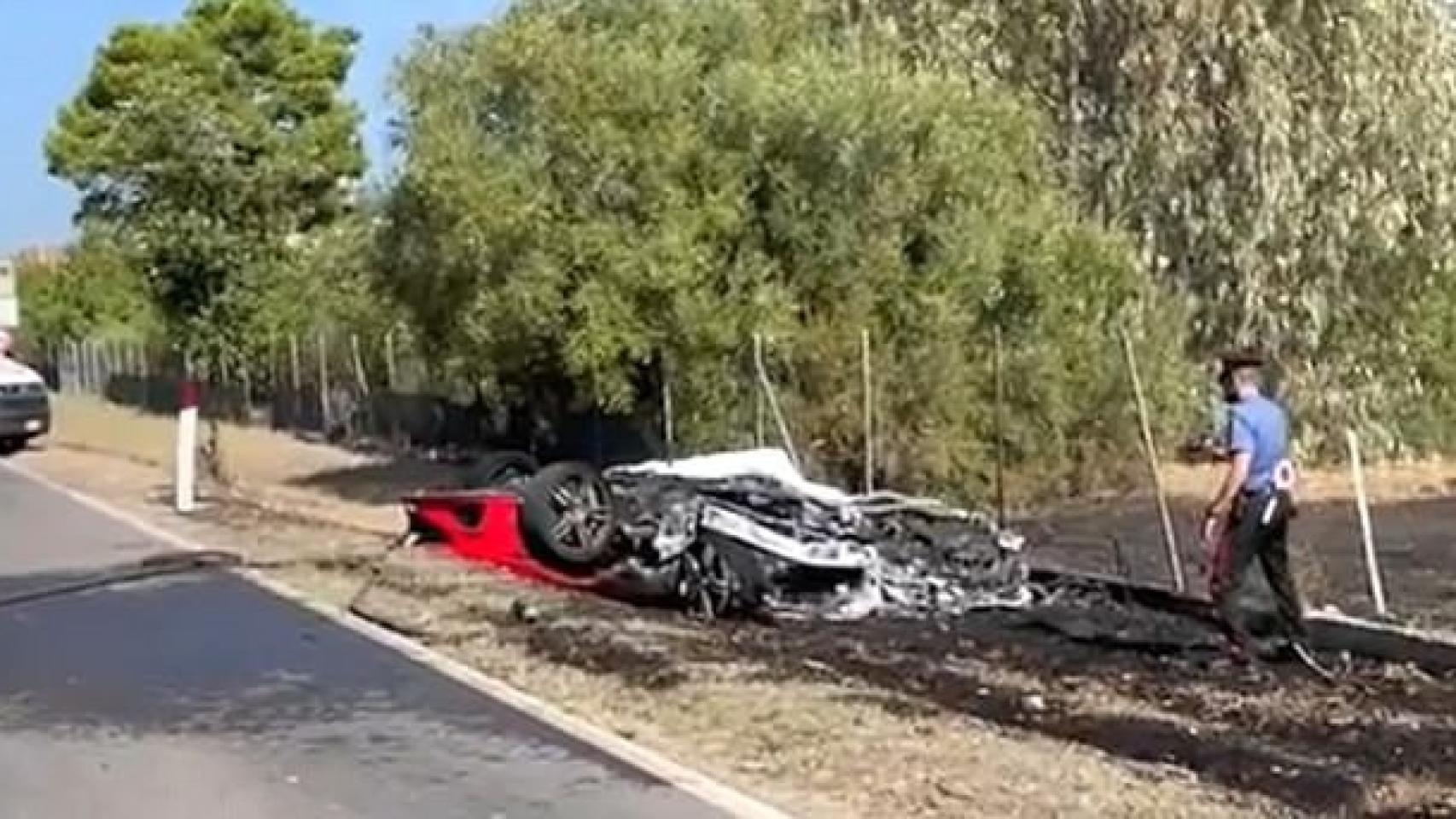 Imagen del Ferrari tras el accidente.