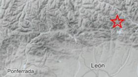 El lugar donde se registró el terremoto en la provincia de León