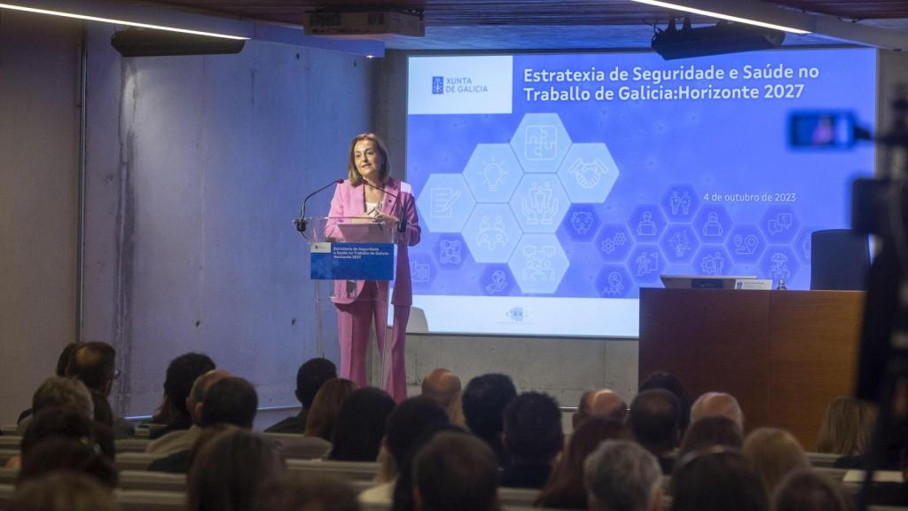 La conselleira de Promoción do Emprego e Igualdade, Elena Rivo, participa en el acto de presentación da Estratexia de Seguridade e Saúde no Traballo de Galicia: Horizonte 2027