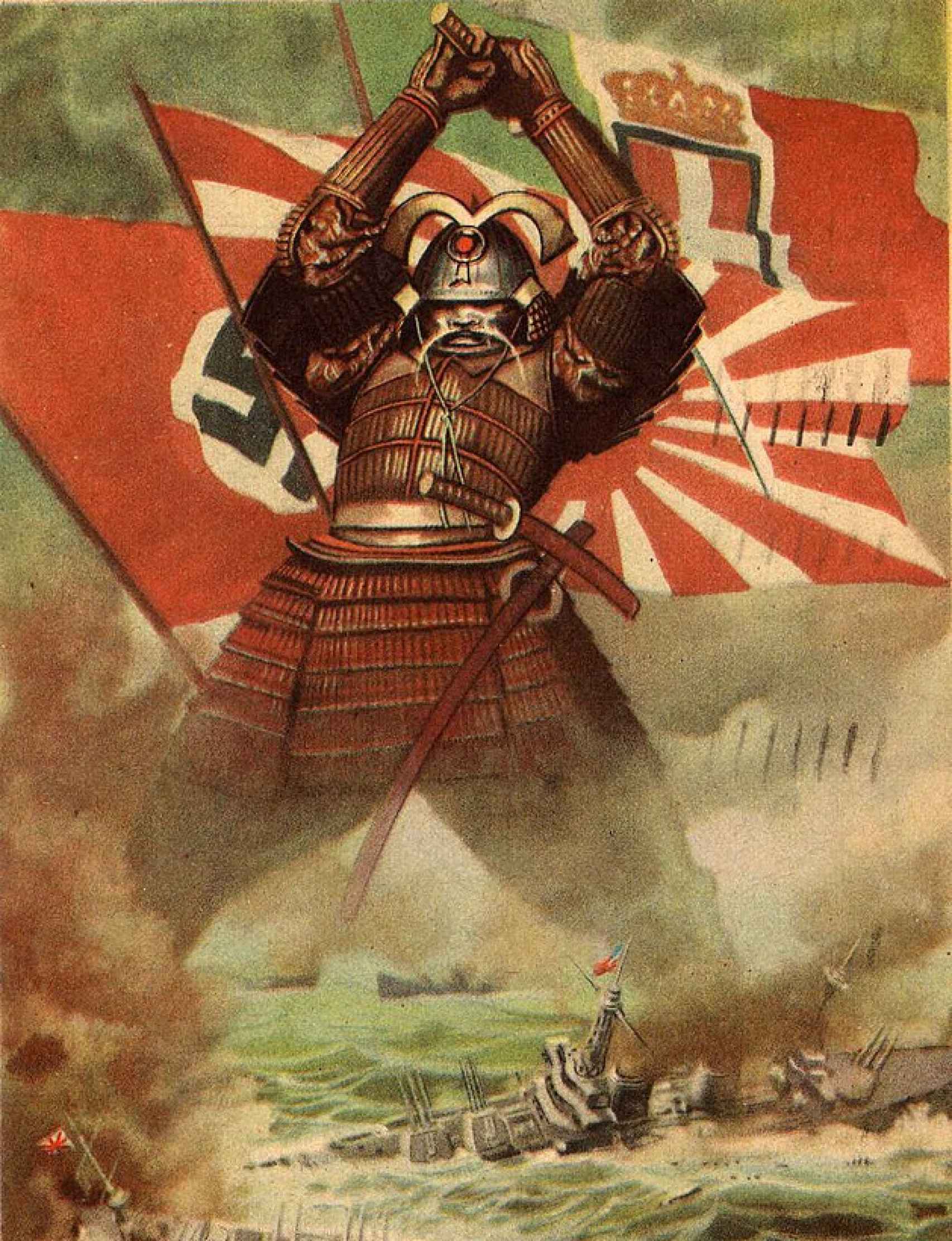 Patto Tripartito. Poster propagandístico italiano sobre el Eje. 1941