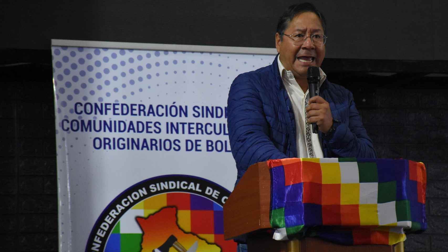 El presidente Luis Arce, la semana pasada en una reunión de sectores sociales en La Paz.