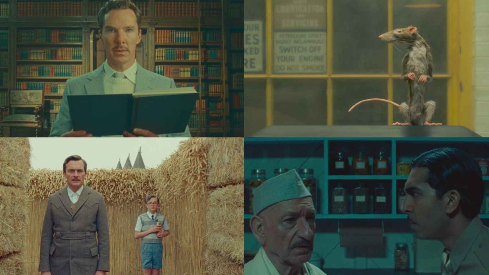 De arriba abajo y de izquierda a derecha, escenas de 'Henry Sugar', 'The Rat Catcher', 'The Swan' y 'Poison'