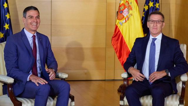 Pedro Sánchez y Alberto Núñez Feijóo el pasado 30 de agosto en la ronda de contactos del líder popular.