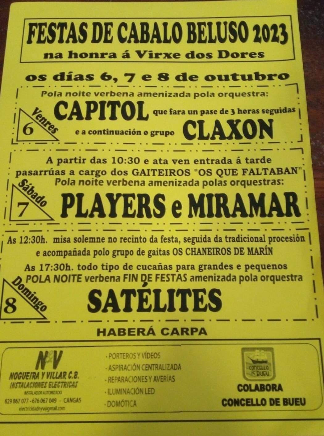 Cartel que recoge las principales actividades de la fiesta.