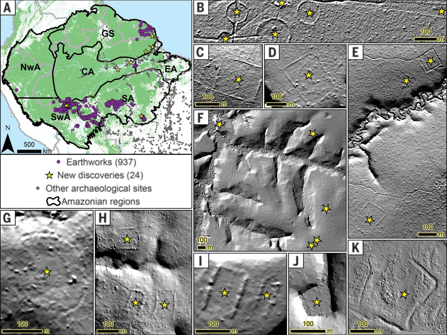Distribución geográfica de yacimientos descubiertos en el Amazonas.