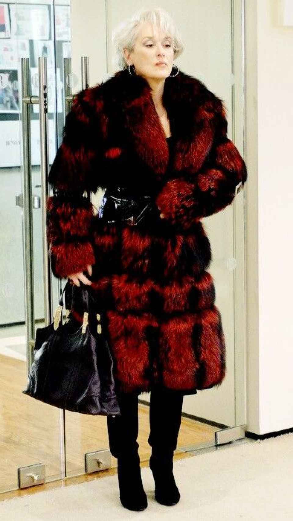 Meryl Streep con un abrigo de piel