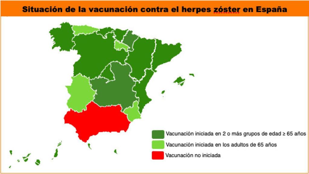Situación de la vacunación contra el herpes zóster en España.