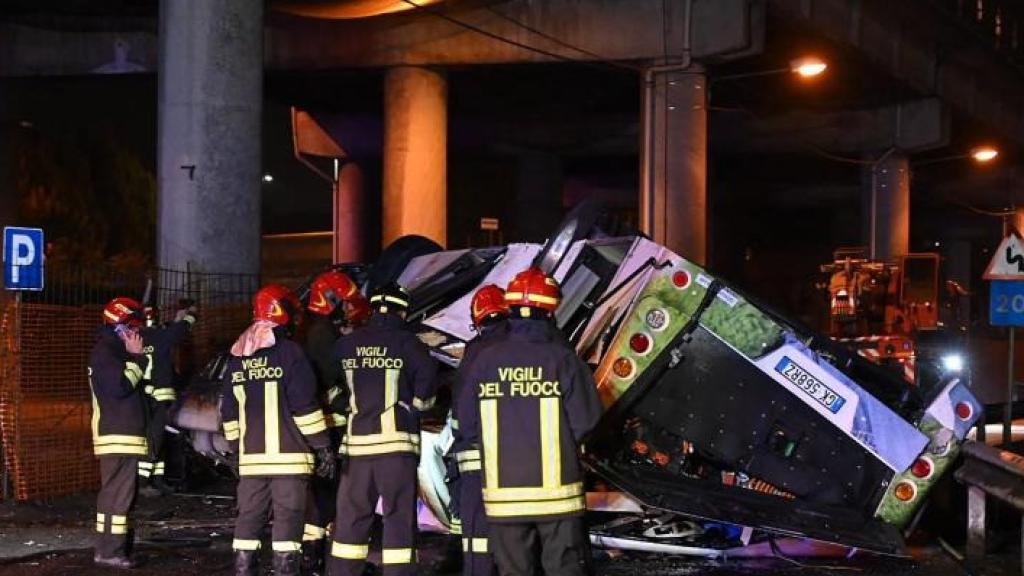 Imagen del accidente de autobús.