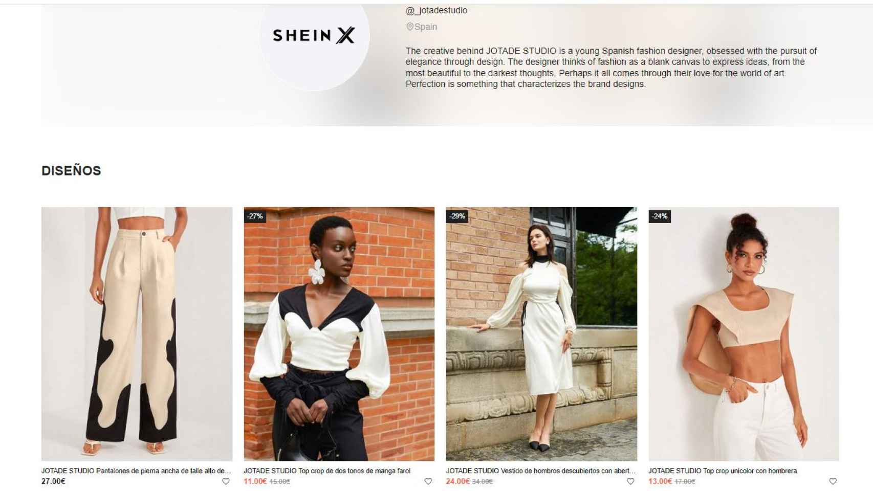 Los diseños de Jotadé Estudio, en la web de Shein.