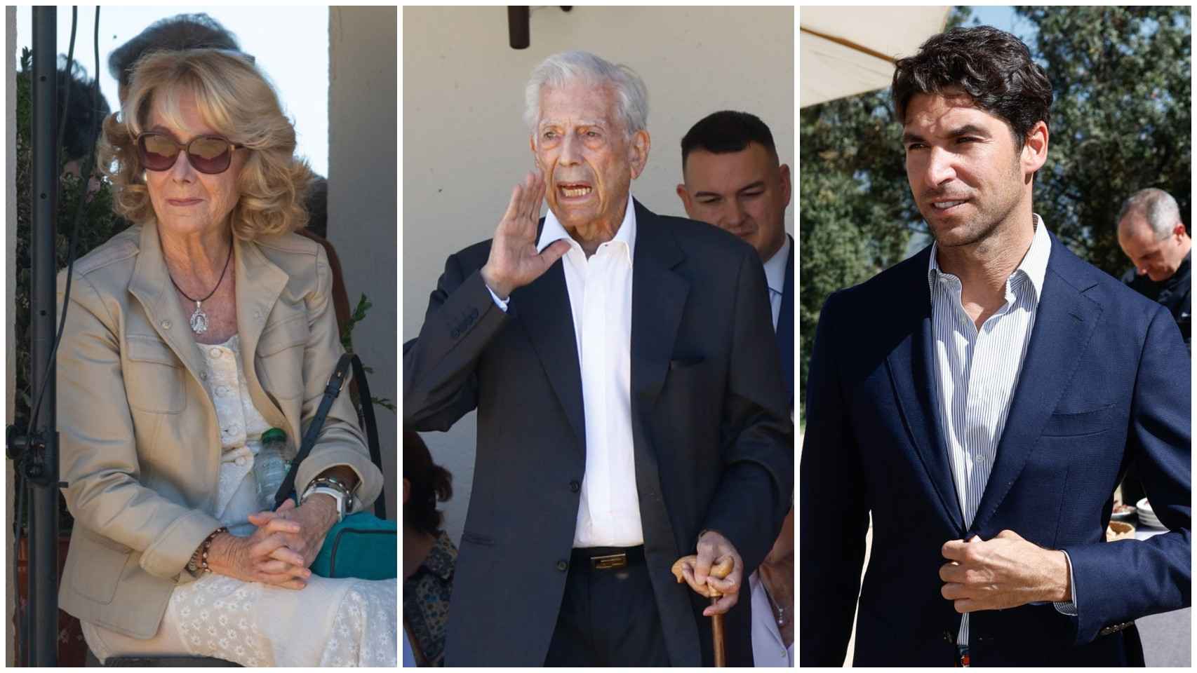Montaje de EL ESPAÑOL de Esperanza Aguirre, Mario Vargas Llosa y Cayetano Rivera.