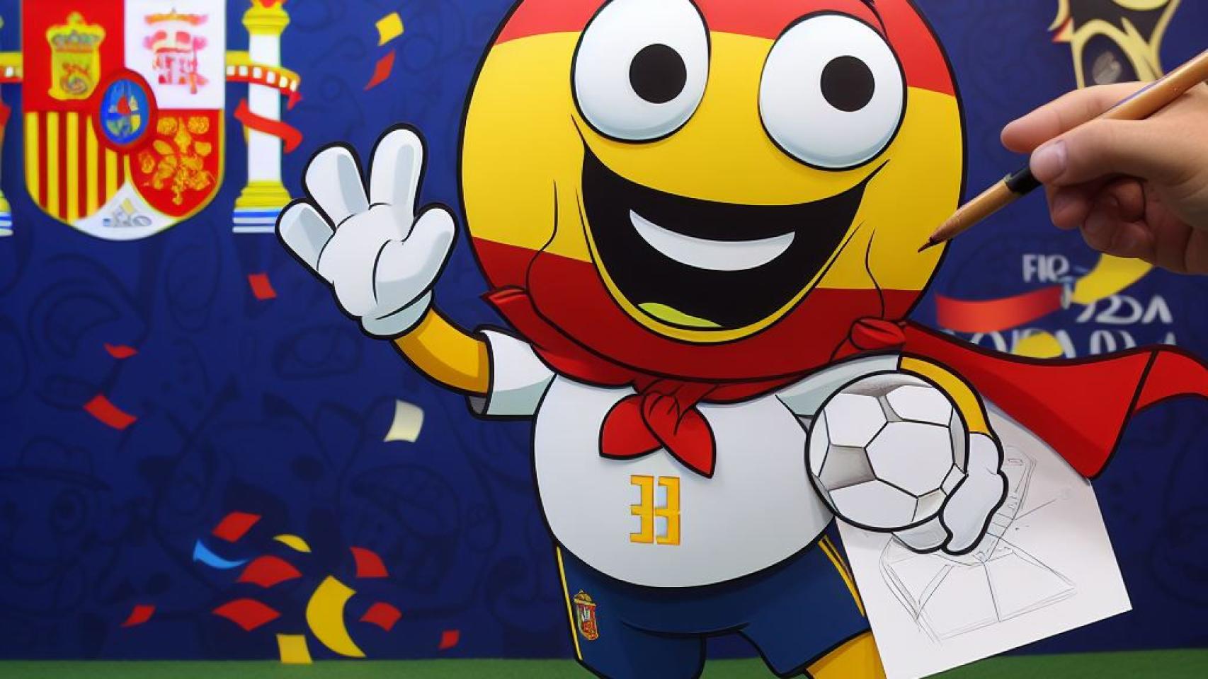 Posible mascota para el Mundial de España 2030 con un balón