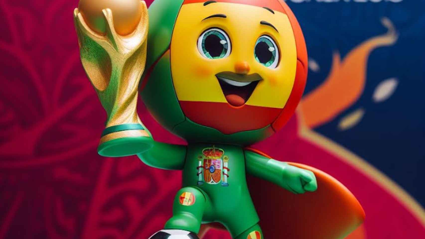 ¡Mascota para el Mundial de Fútbol 2030 de España, Portugal y Marruecos con la Copa y un balón
