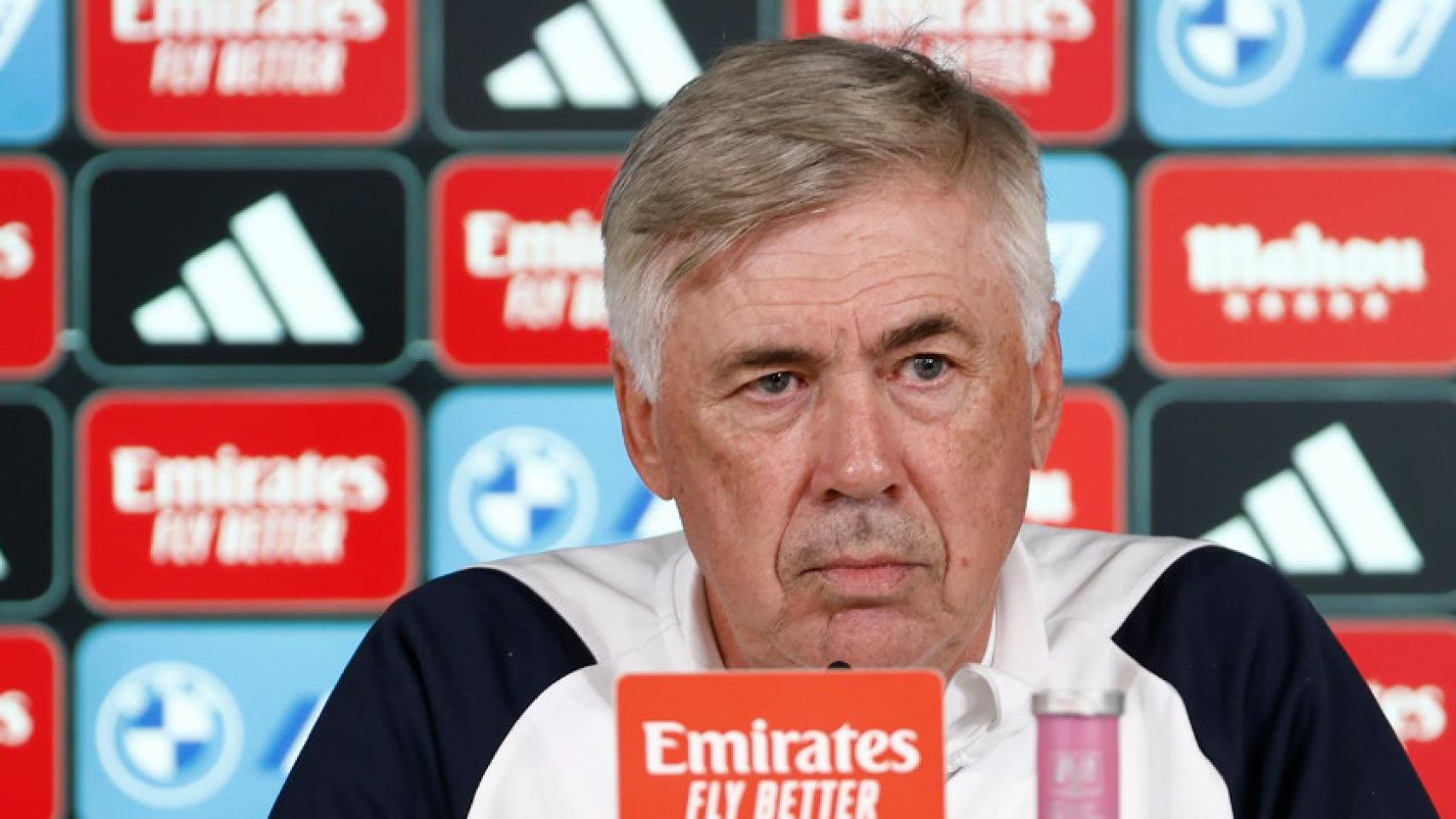 Ancelotti, durante la rueda de prensa