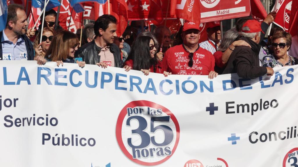 Manifestación sindical celebrada en Madrid  por la recuperación de la semana laboral de 35 horas.