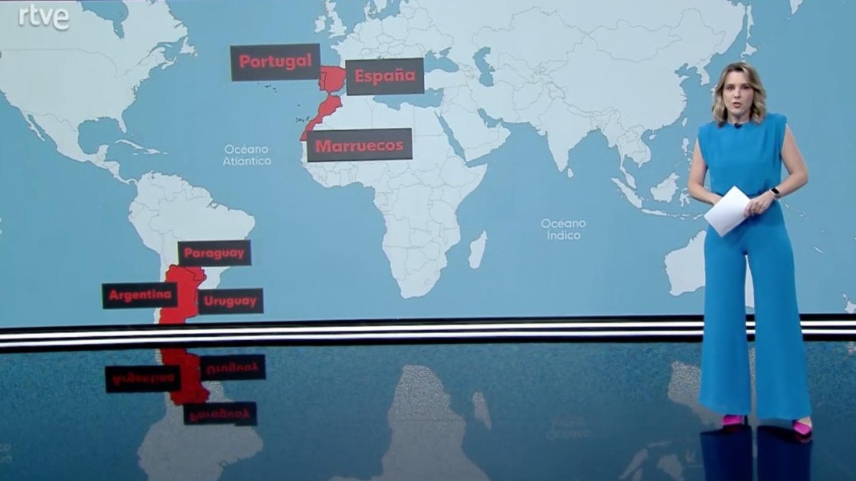 El error del 'Telediario' de TVE al incluir el Sahara Occidental en el mapa de Marruecos por el Mundial