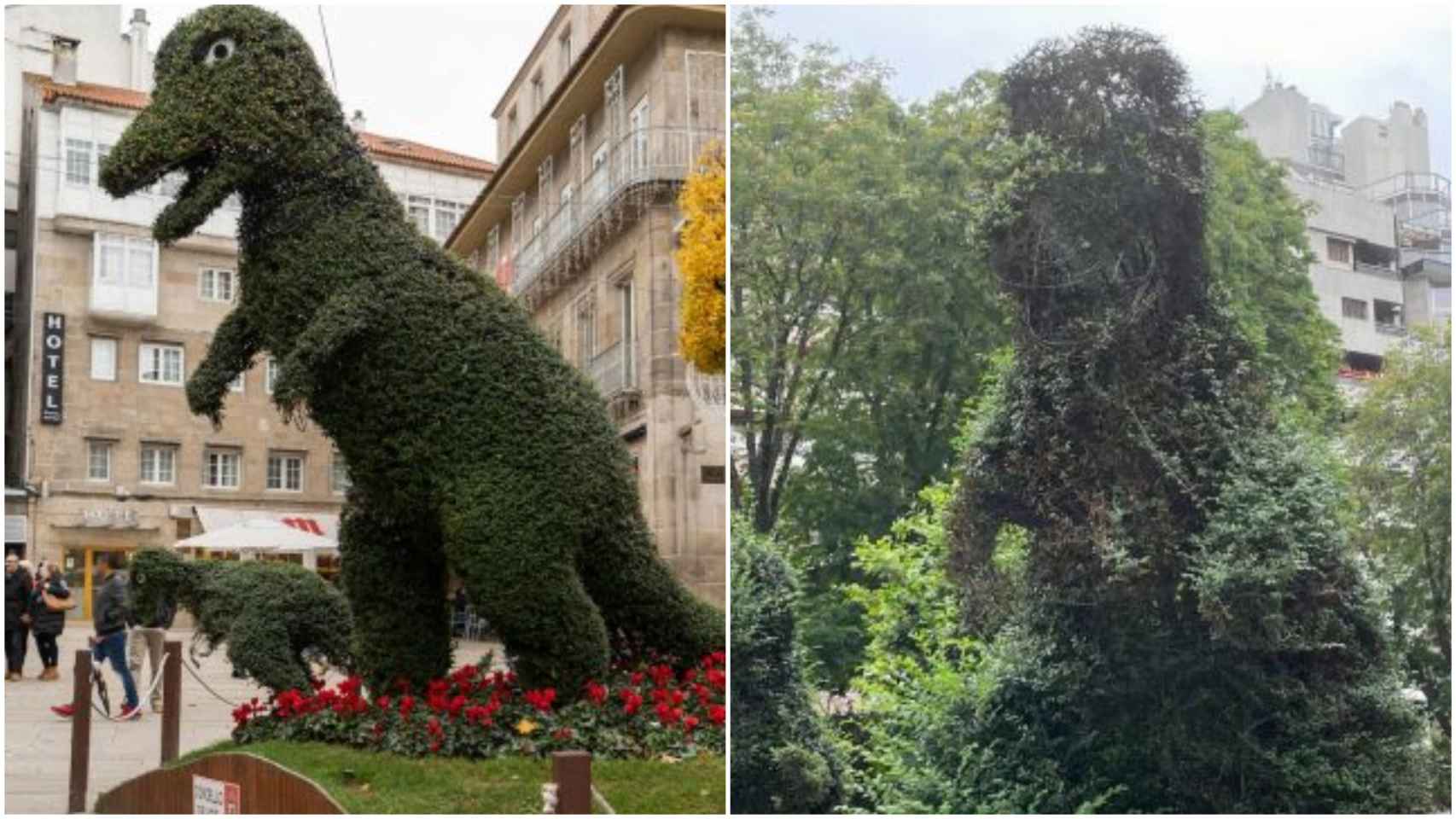 El Dinoseto en la Puerta del Sol y en la Alameda.