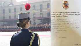 Tras la jura, la princesa Leonor firmó el libro de honor de la academia.