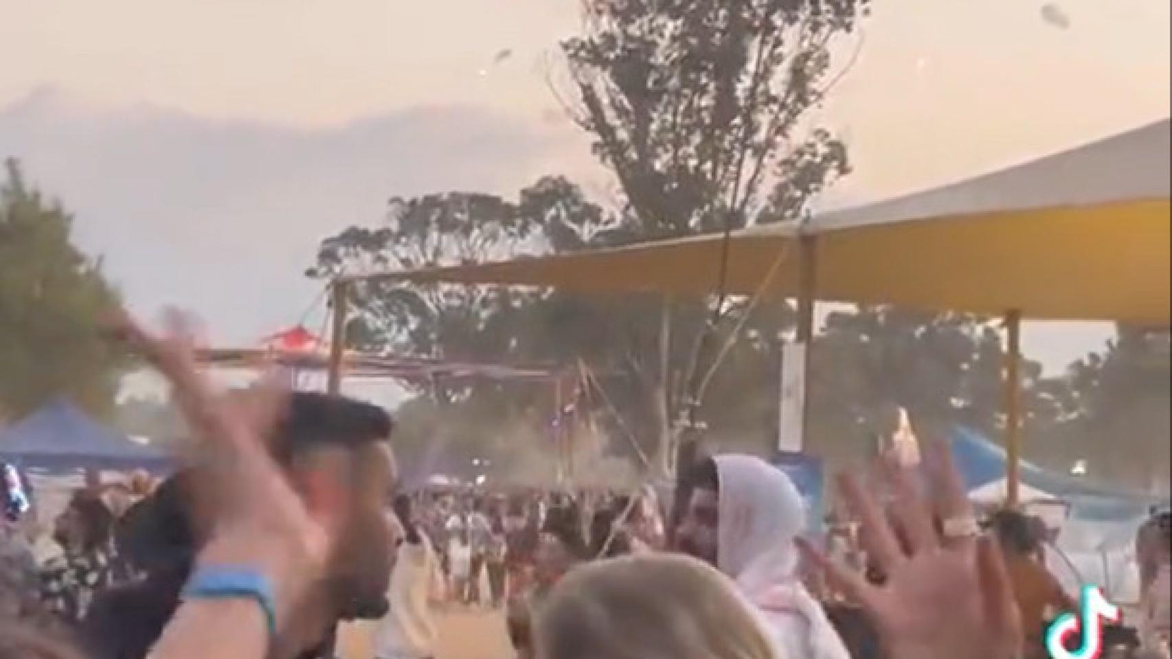 Momento en el que Hamás comienza a bombardear Israel visto desde el festival de música