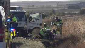 Accidente de un tractor y un turismo en Nava de Sotobral