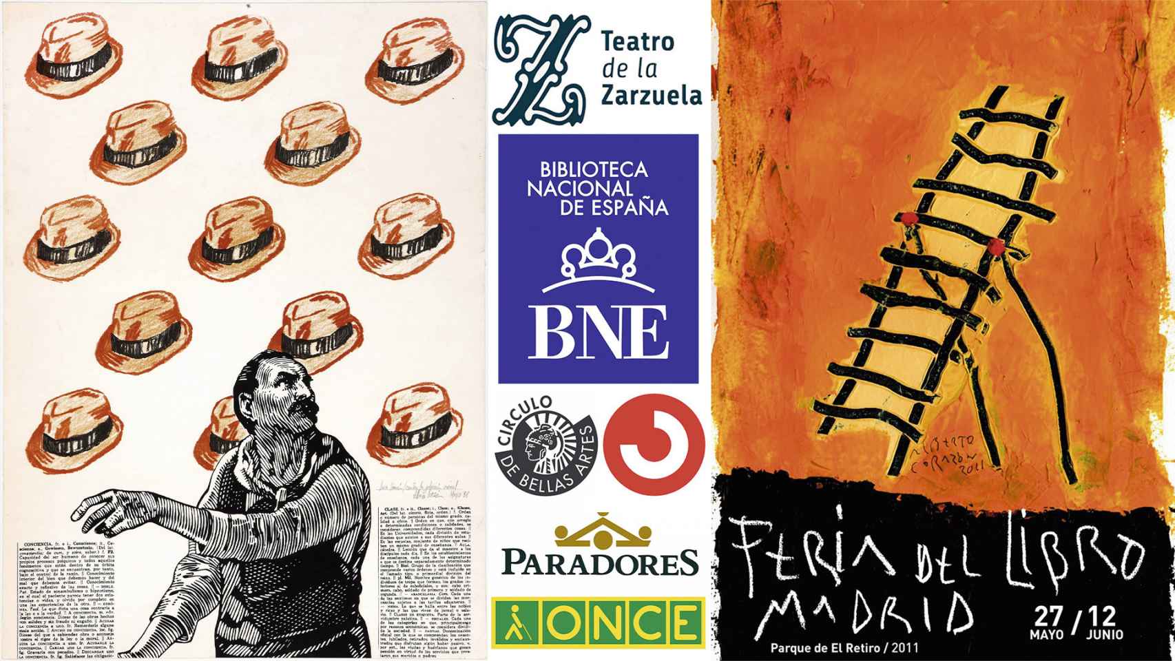'Conciencia de clase', 1978 (Museo Reina Sofía), selección de logos y cartel de la Feria del Libro de  2011