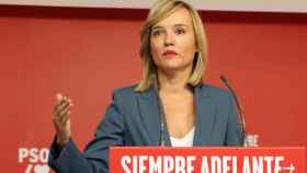 La ministra de Educación en funciones y portavoz del PSOE, Pilar Alegría, este lunes en Ferraz.