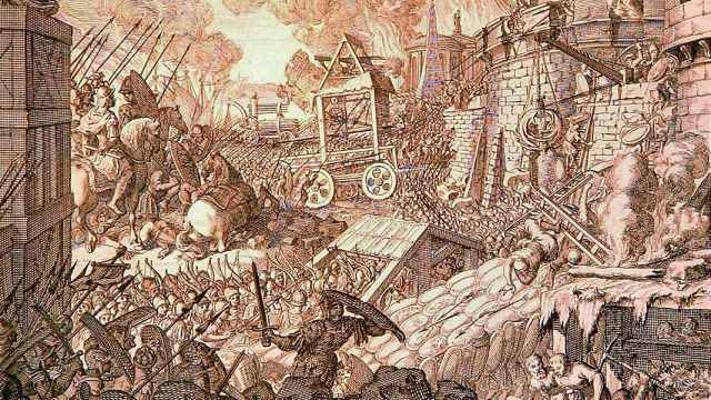 Dibujo del siglo XVII sobre el asedio de Tiro.