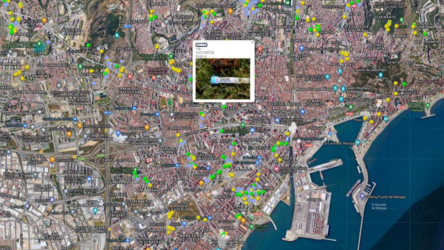 Imagen del mapa de excrementos de Málaga.