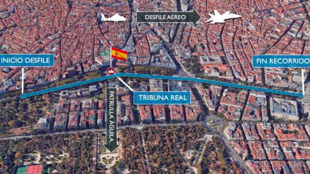 Nuevo recorrido del desfile del 12 de octubre en el Paseo del Prado (Madrid).