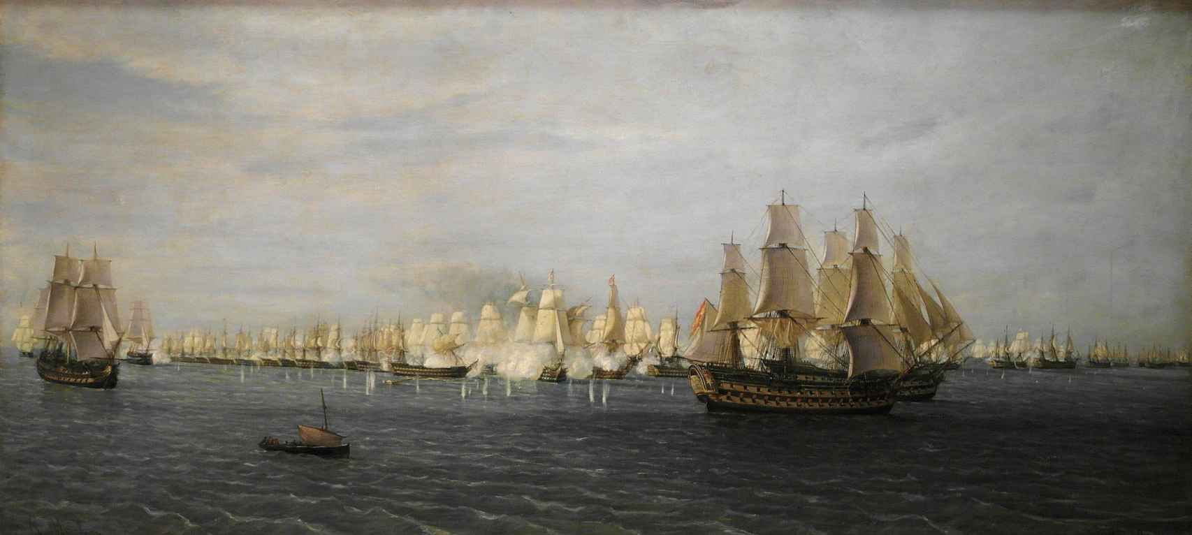 'Inicio del combate en Trafalgar: el HMS Royal Sovereign se bate con el navío español Santa Ana' (1856), óleo sobre lienzo de James Wilson Carmichael. Colección privada.