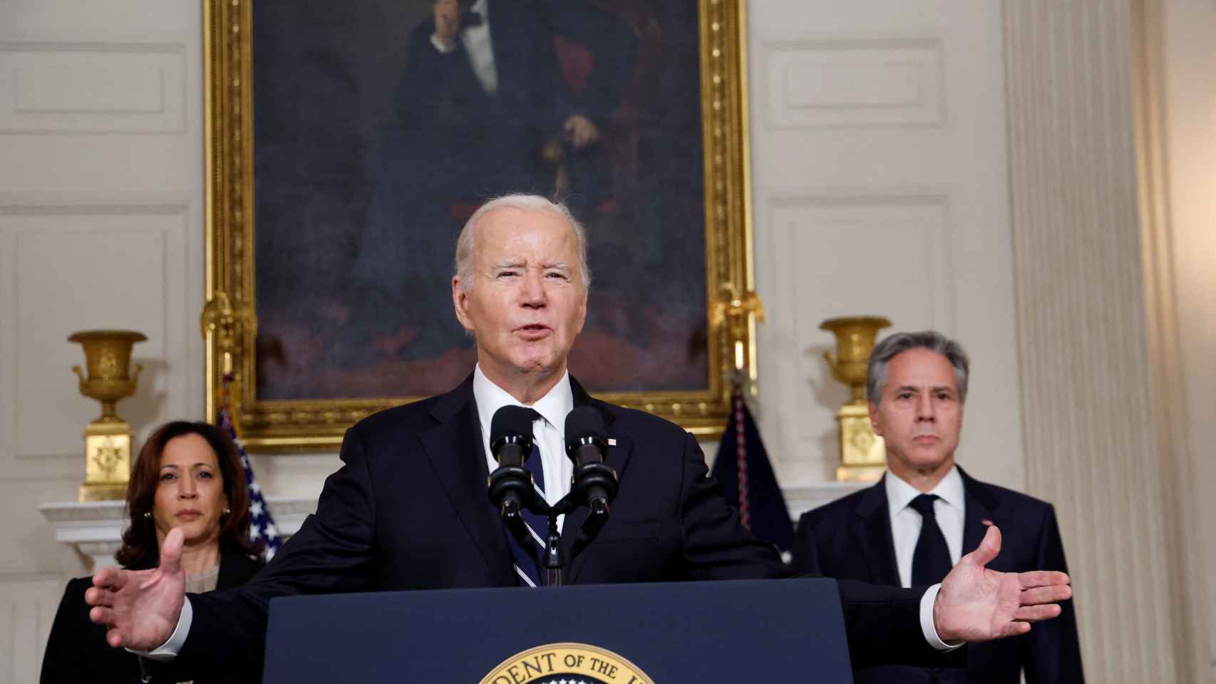 Joe Biden habla a la nación desde la Casa Blanca por la guerra entre Israel y Hamás.