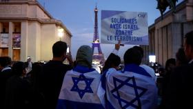 Manifestación en apoyo de Israel en el centro de París.