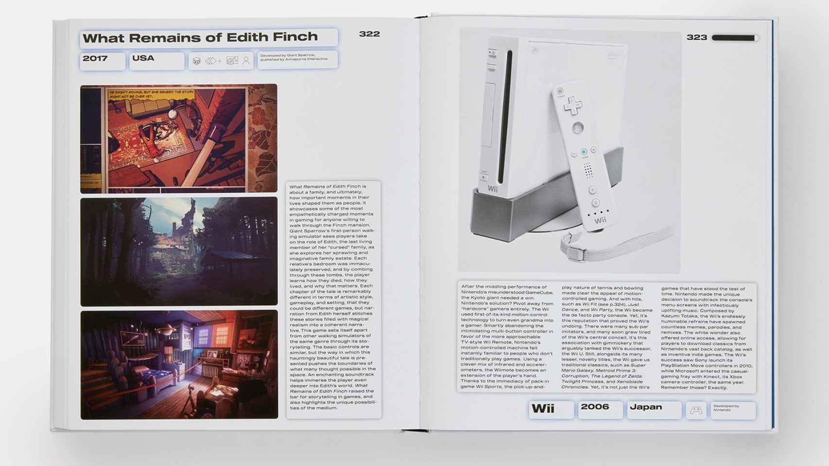 Doble página dedicada al juego 'What Remains of Edith Finch' y a la consola Wii de Nintendo.