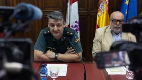 El subdelegado del Gobierno en Soria, Miguel Latorre; y el teniente coronel Sergio Peñarroya, en la presentación de la operación 'Machatasha'