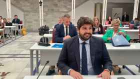 Fernando López Miras, este miércoles, en la sesión de control al Gobierno autonómico en la Asamblea Regional.