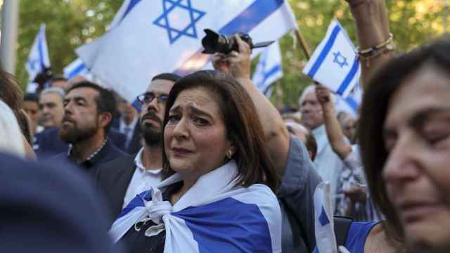 Concentración 'Unidos por Israel', organizada en Madrid por la Federación de Comunidades Judías en España contra los ataques de Hamás.