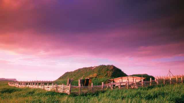 Reconstrucción de un edificio nórdico en L'Anse aux Meadows, en Terranova.