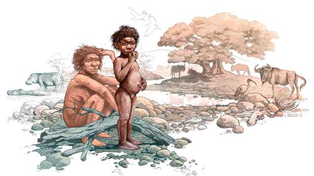 Recreación artística de un 'Homo erectus' infantil en las tierras altas de Etiopía hace dos millones de años.