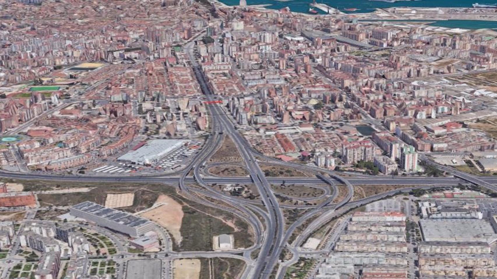 Vista aérea del acceso a Málaga.