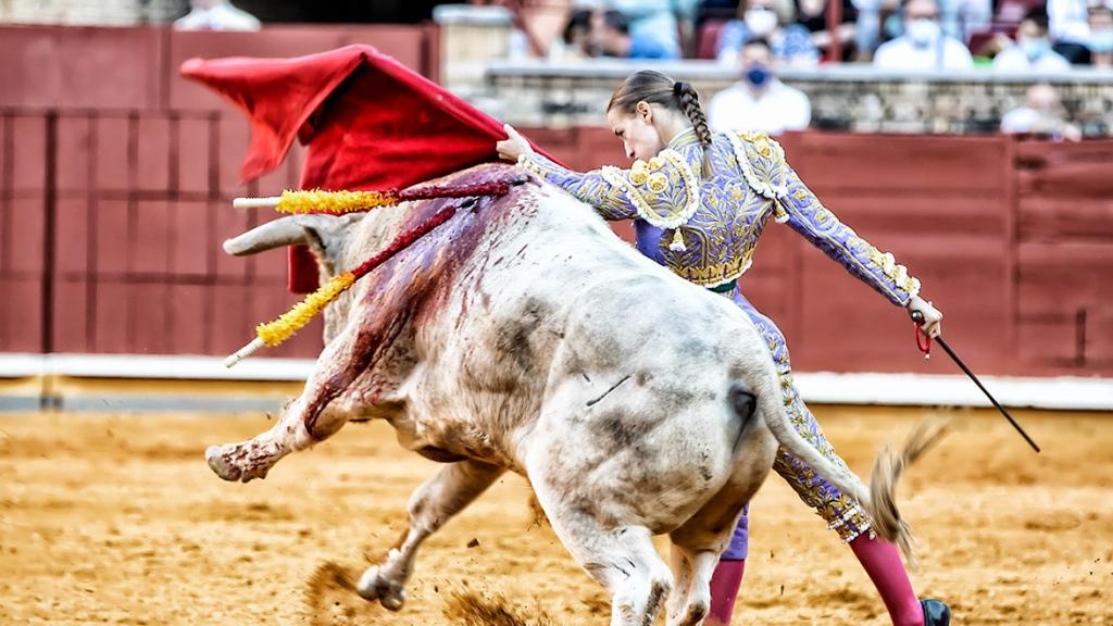 Rocío Romero durante un festejo de esta última temporada.