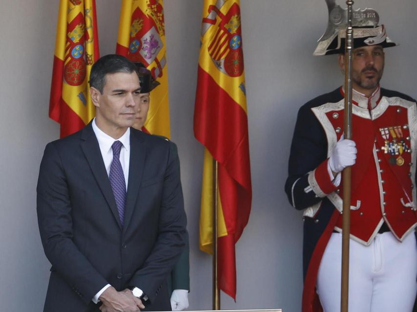 El presidente, Pedro Sánchez, durante el desfile del 12 de octubre de 2023.