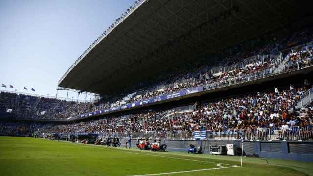 El estadio de La Rosaleda durante el partido contra el Melilla
