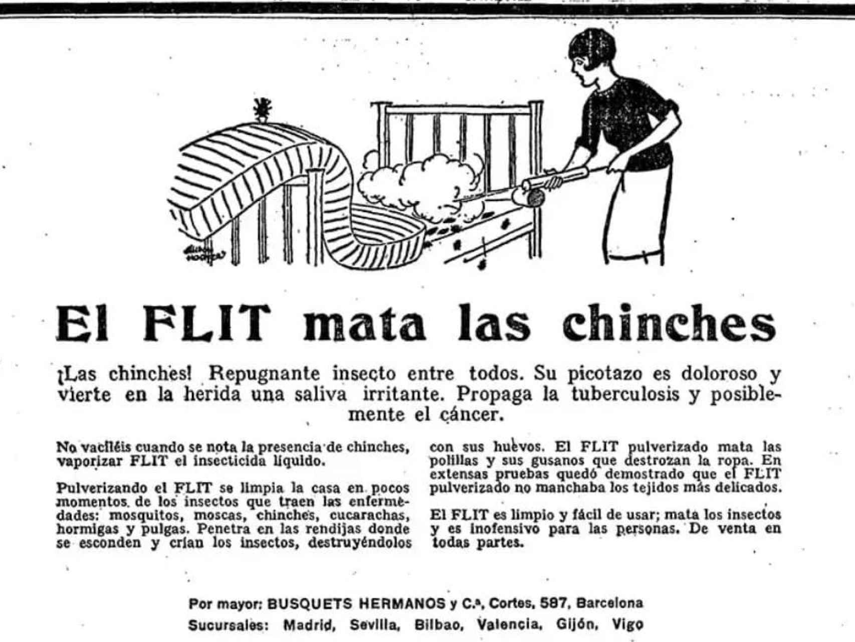 Antiguo anuncio de insecticida con DDT para matar las chinches.
