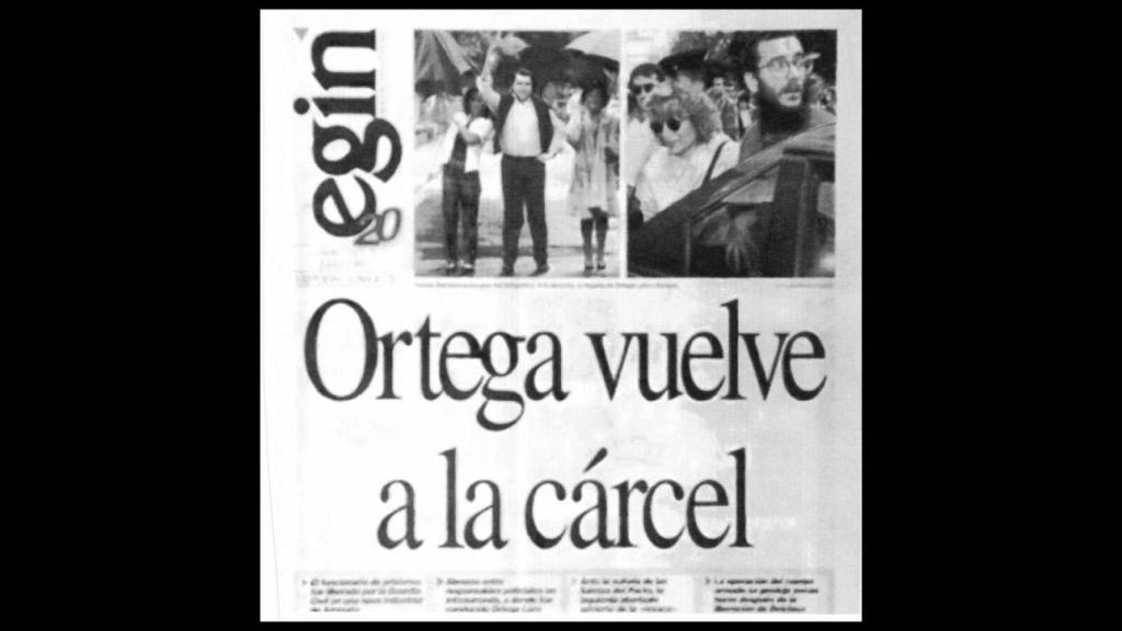Ortega Lara vuelve a la cárcel: portada del diario 'Egin' del 2 de julio de 1997.