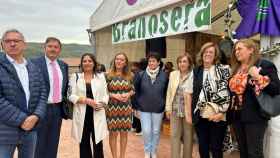La delegada del Gobierno en Castilla y León, Virginia Barcones, en el municipio palentino de Brañosera, este viernes.